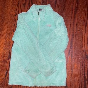 Girls faux fur north face zip up jacket